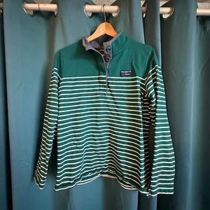 LL Bean Soft Cotton Rugby Henley Pullover Long Sleeve Stripe Women's Regular